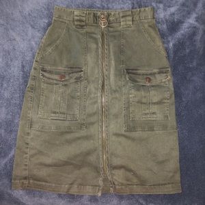 Olive army denim skirt